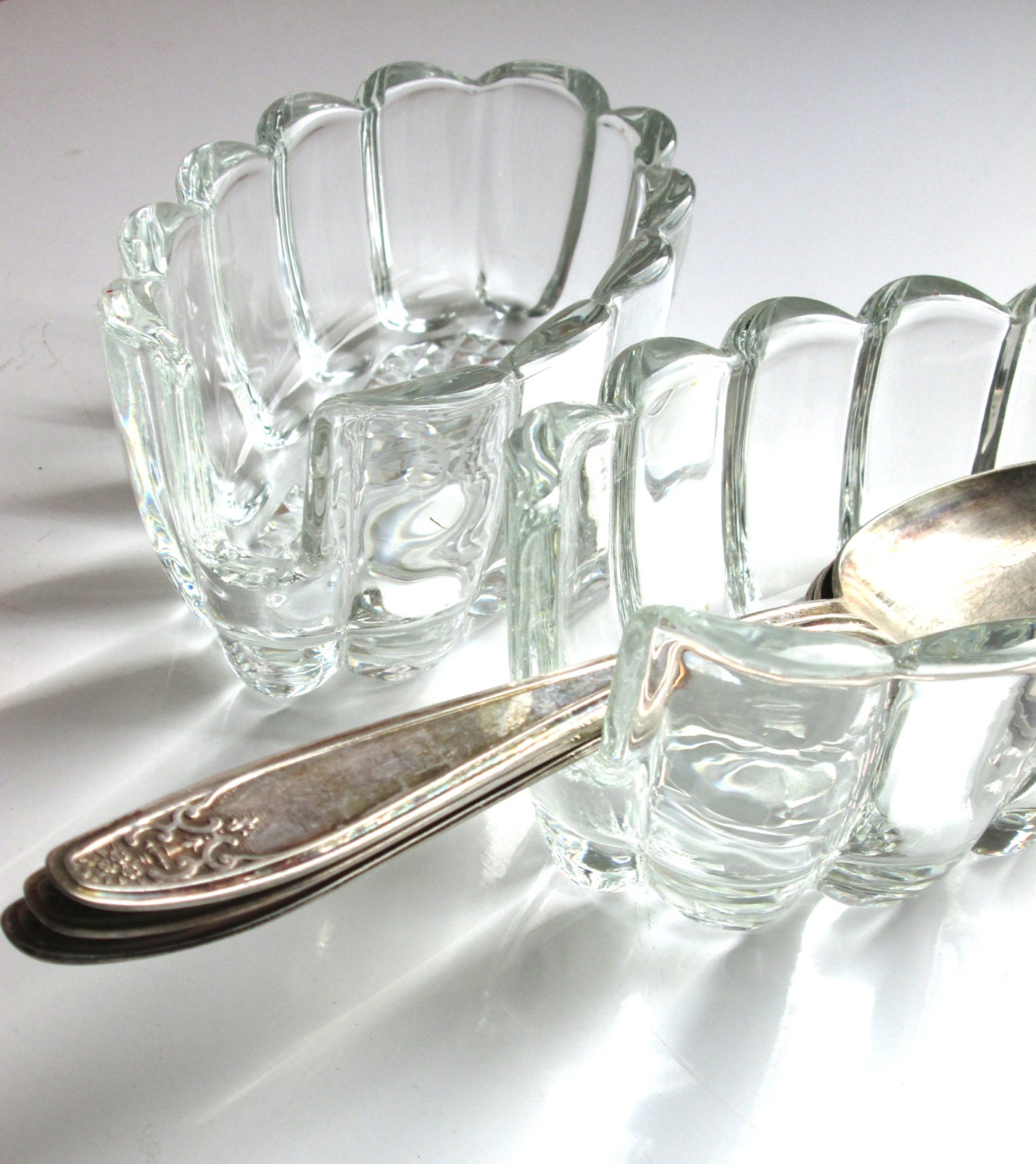 Vintage Glass Flatware Caddy glass spoonrest kitchen utensil