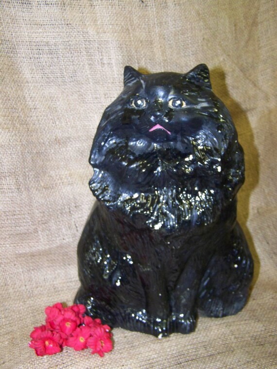 black cat ceramic statue