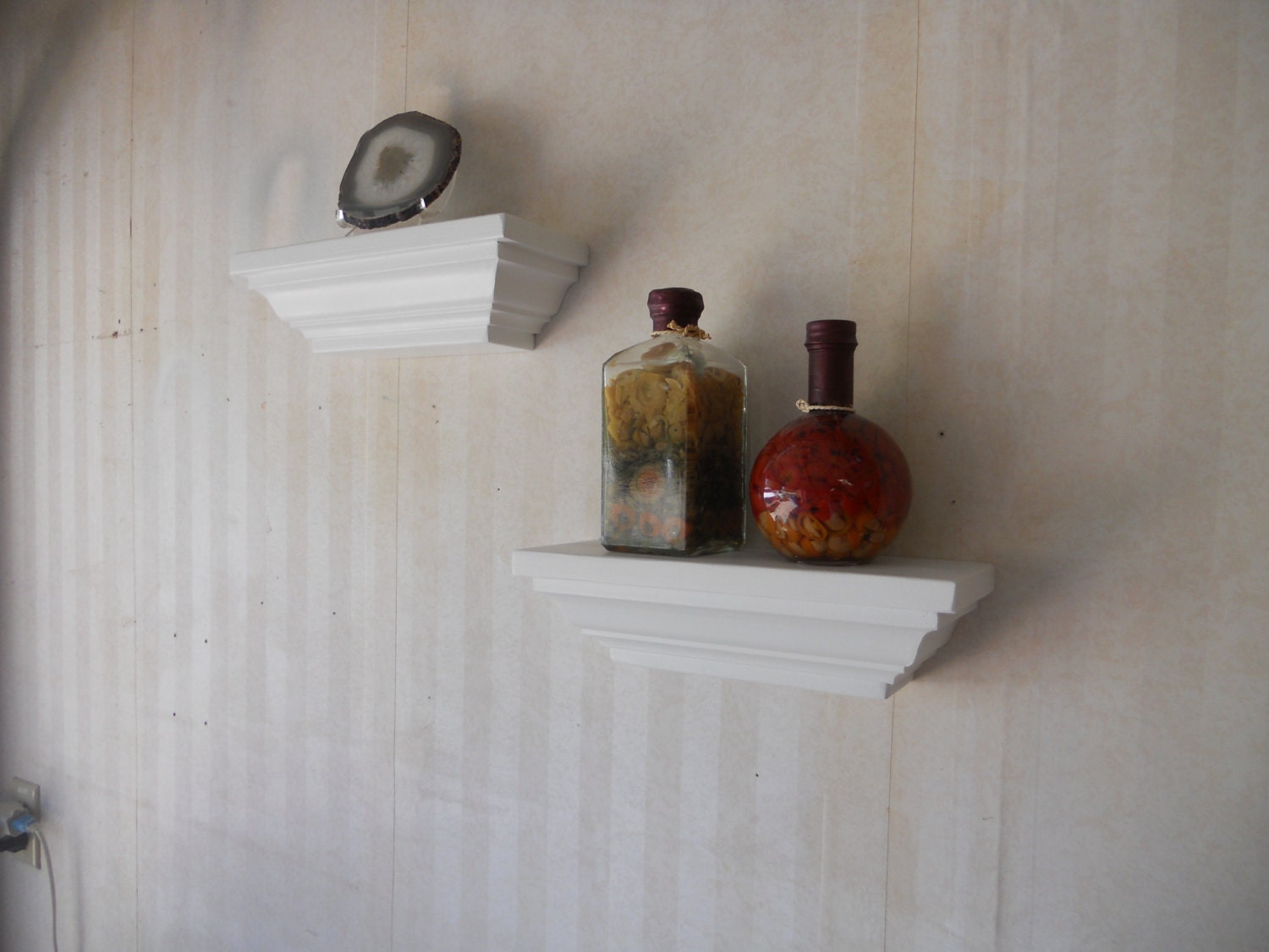 White wall shelves Crown molding shelf set of 2