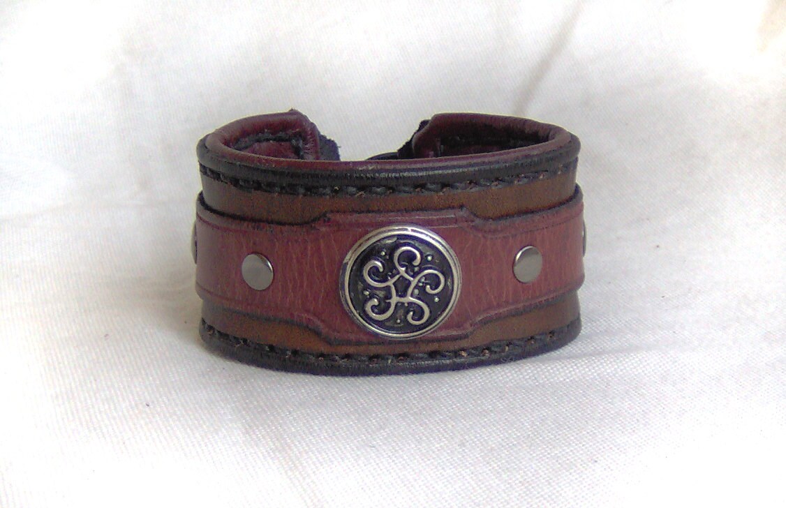 Leather Cuff Bracelet with Celtic Design 2