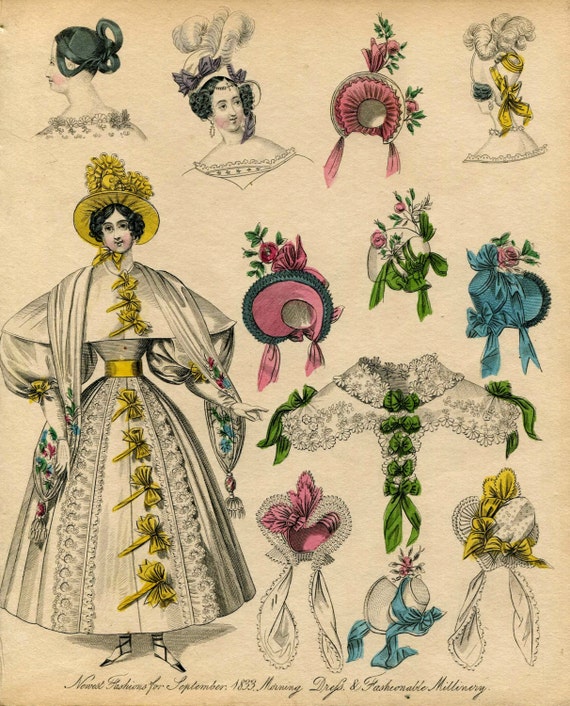 Victorian Fashion Plate Hand Coloured by CathysAntiquePrints