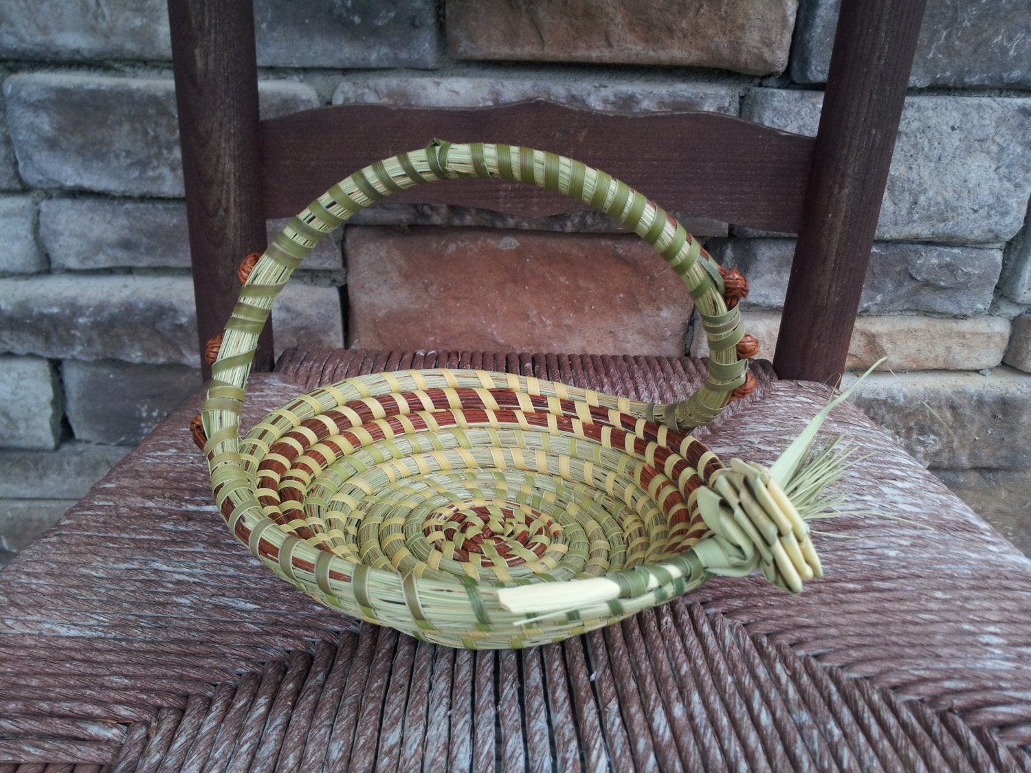 Sweetgrass Shandle Basket with Palmetto Rose