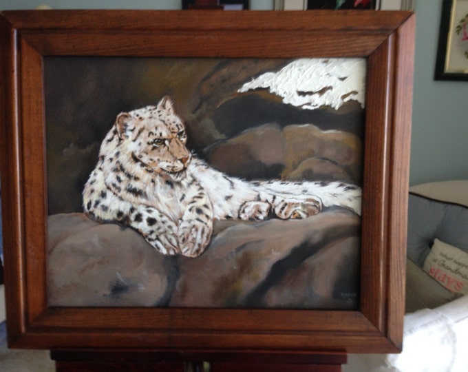 16" x 20" Acrylic Snow Leopard wirhout frame