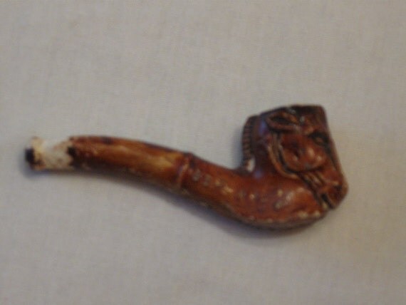 Pipe Horse Head Miniature Pottery German Antique