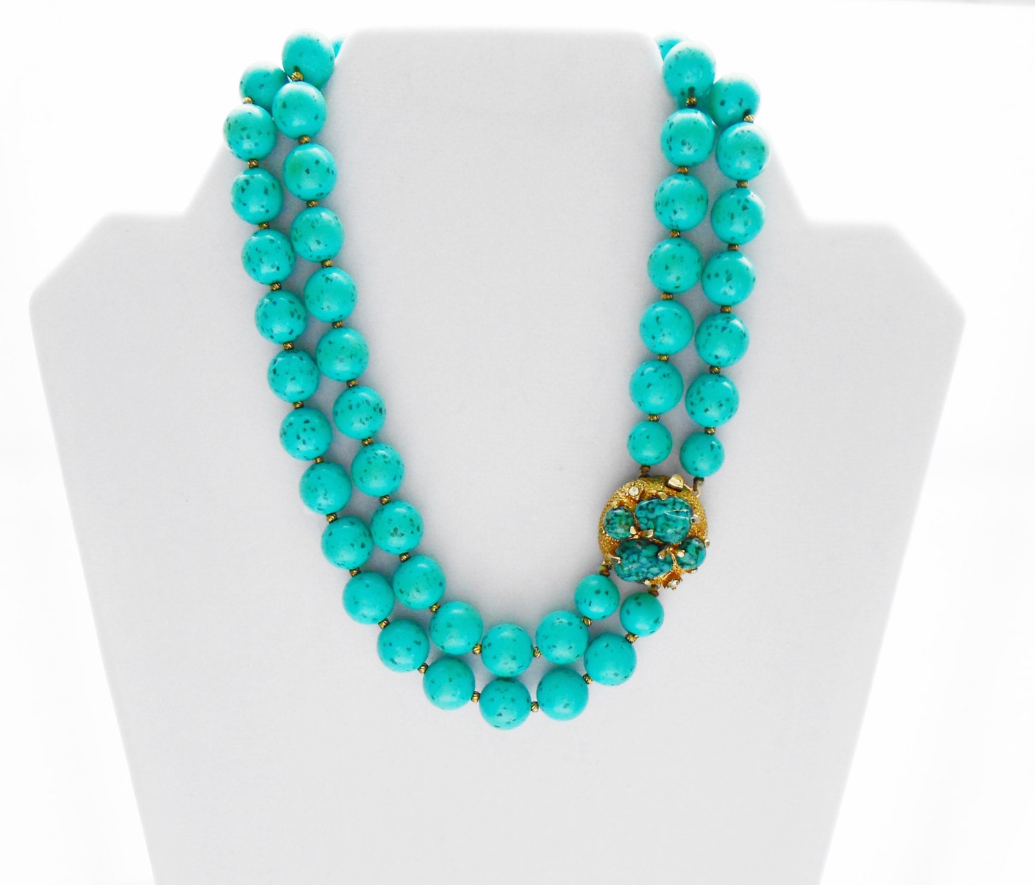 Vintage 1950's Turquoise Bead Costume Jewelry Neclace