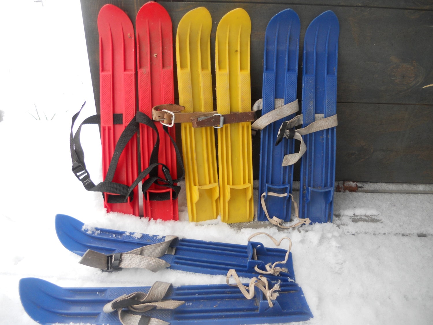 Soviet Vintage plastic Snow Skis Kids Old skis Plastic skis