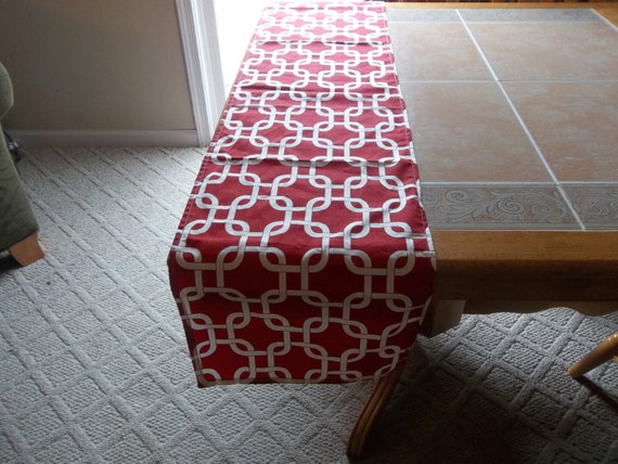 table and runner  etsy red table white red gotcha runner