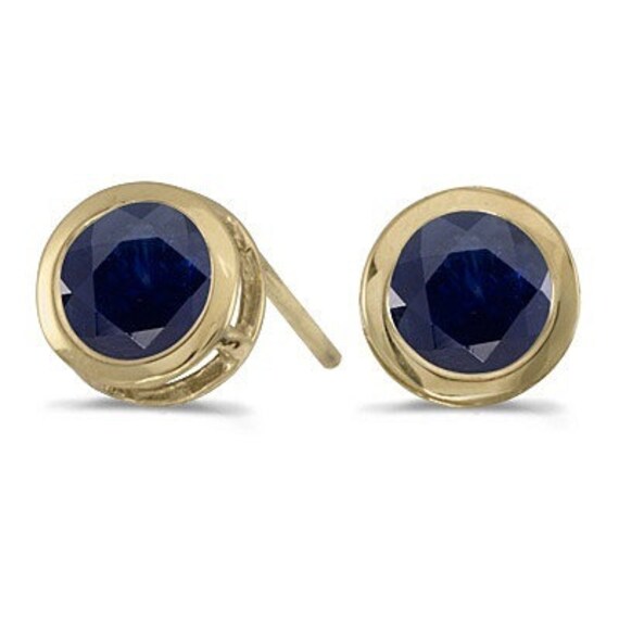 1.20ct Bezel-Set Blue Sapphire Stud Earrings 14k Yellow by Allurez