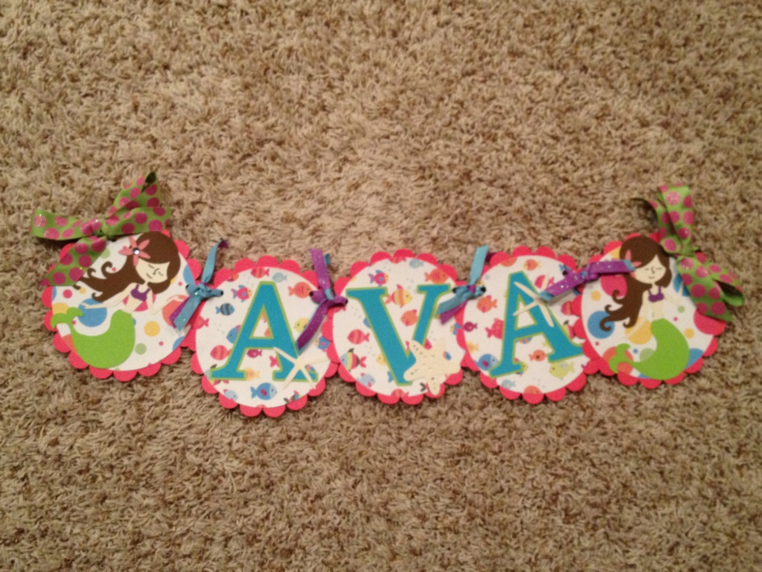 Mermaid Beach/Pool Party Birthday Name Banner