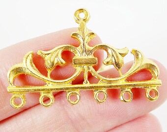 2 Fleur de Lis Chandelier Multi Strand Link Connector - 22k Gold Plated