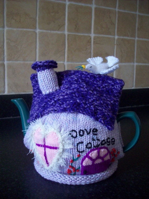 Knitted Tea Cosy Cozy Cosie Dove Cottage Shabby Chic by rosiecosie