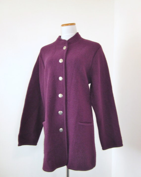 Vintage Plum Wool Coat Talbots Purple Jacket Womens Wine