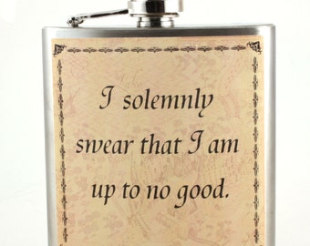 unique gift for Harry Potter fans - flask - Marauder's map - I solemly swear...