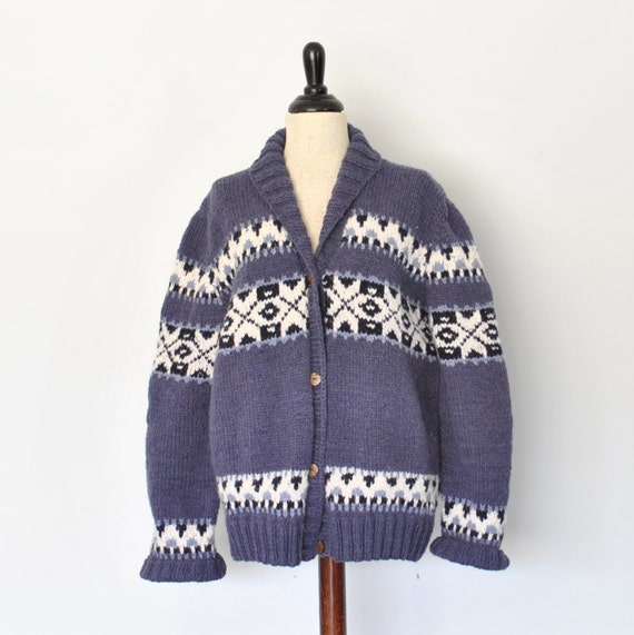 Nordic Hand Knit Wool Ski Sweater Shawl Collar by CampKitschyKnits