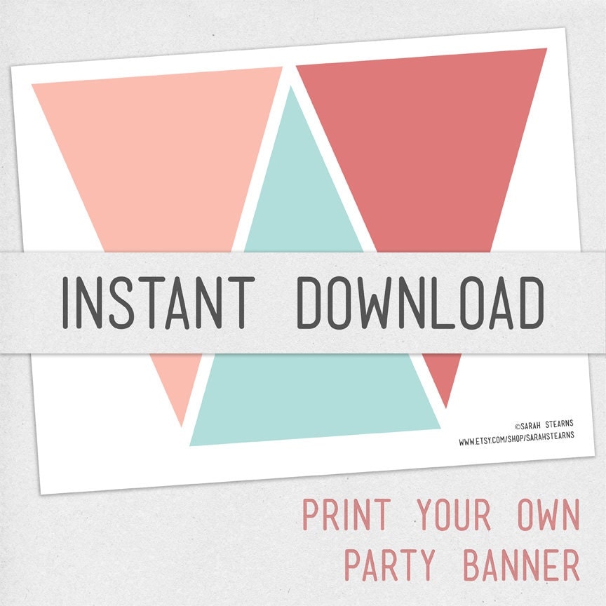 Print Your Own Pennant Banner DIY Digital Download Party