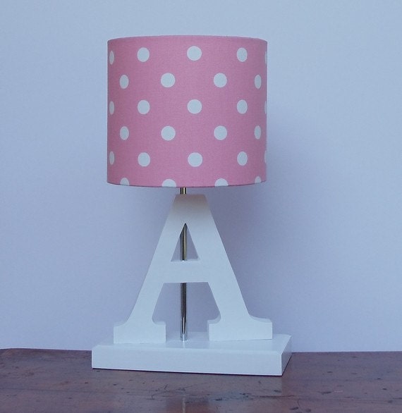 Handmade Small Pink with White Polka Dot Drum Lamp Shade