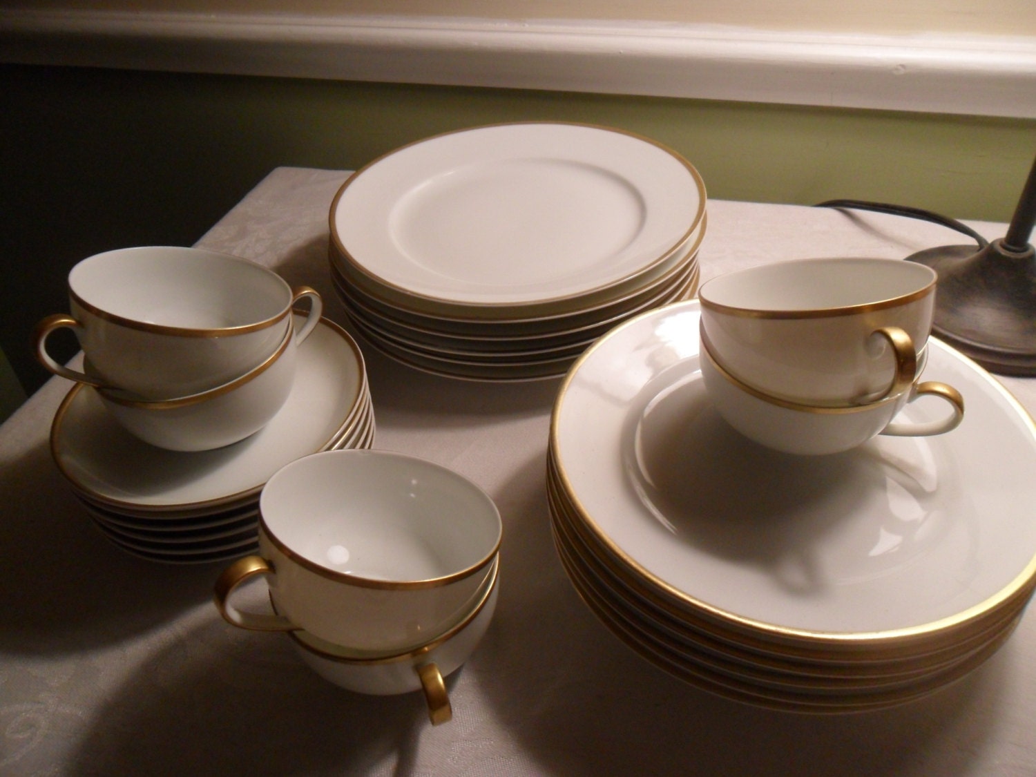 O. & E.G. Royal Austria Ivory Gold DInnerware Set of 24 Pieces