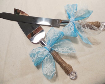 Cake Server Set - Wedding Cake Knife Set -Rustic Wedding - Wedding Cake Knife - Monogrammed cake server set - Rustic Wedding Decor