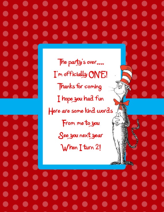 Dr Seuss Birthday Thank You Card by SDGraphicDesign on Etsy