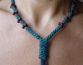 BLUE & BLUES LOYALTY with cianita and wood //// Tribal, ethnic, artwork, handmade, handcraft, gemstone, macramé