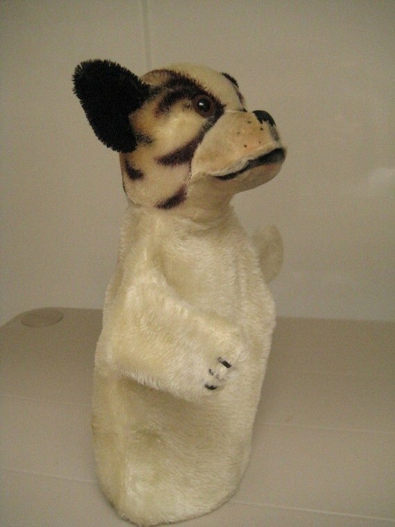 Steiff Vintage Bully Bulldog Dog Hand Puppet Born between