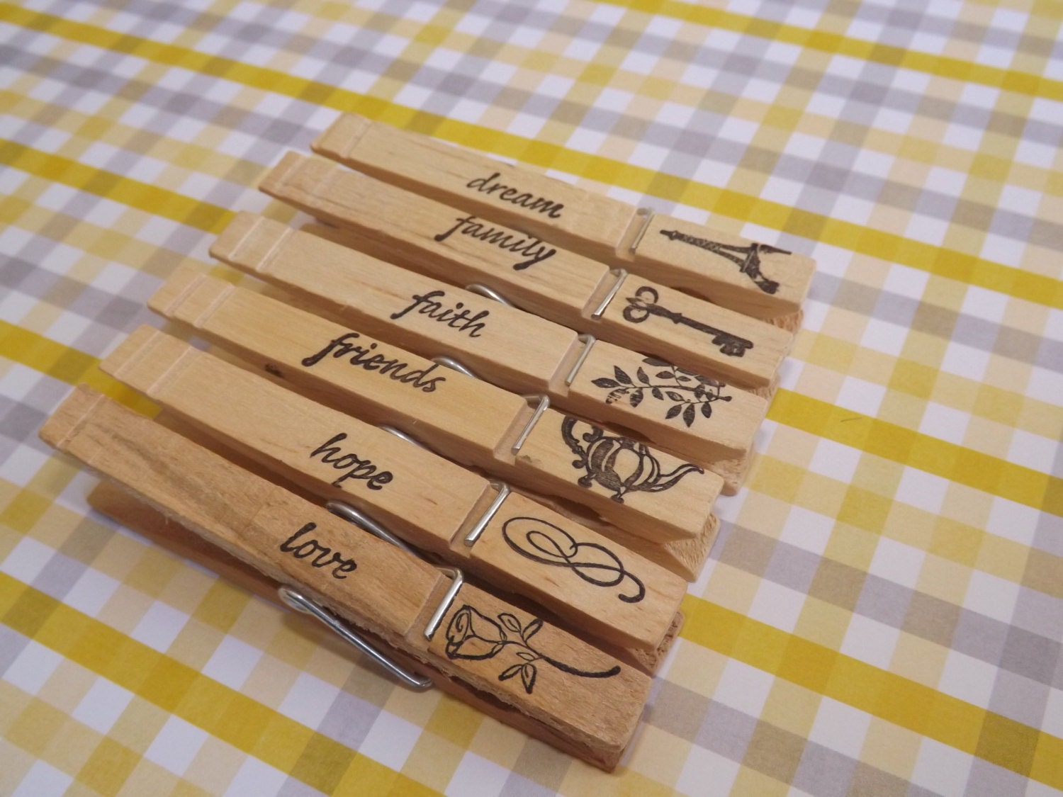 Decorative Clothespins-Hand Stamped Clothespins-Inspirational