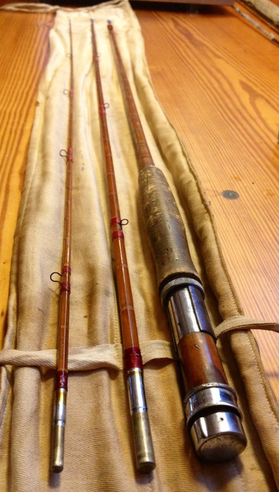 Antique split cane bamboo fly fishing rod