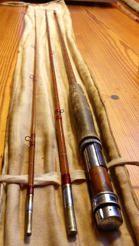 Antique split cane bamboo fly fishing rod 