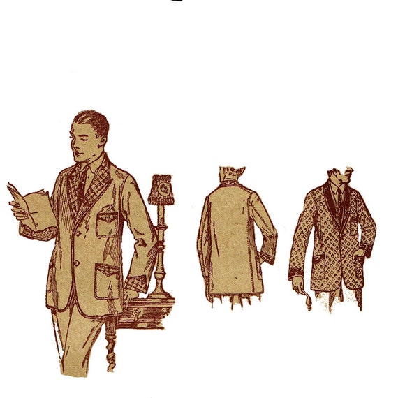 1910s Mens Smoking Jacket Pattern Butterick 4836 Mens House