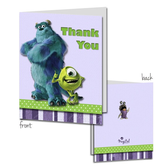 Monsters Inc Mini Thank You Cards Printed w/ by MagikelDesign