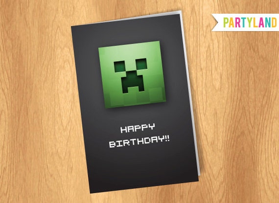 items similar to minecraft printable birthday note card