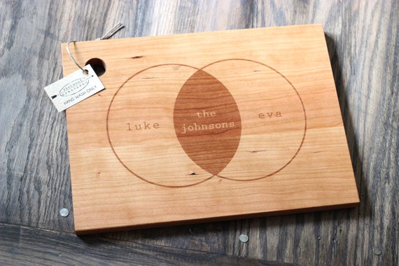 16" x 11" Custom Engraved Wood Cutting Board - Venn Diagram Design