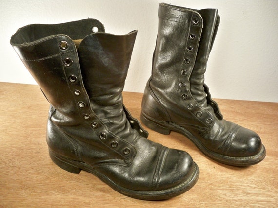 Vintage Vietnam War Era Combat Black Leather Military by Joeymest