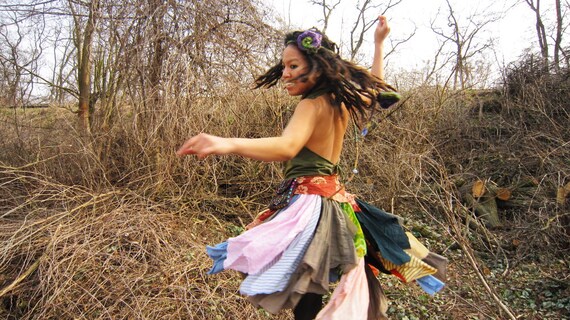 Pixie tattered skirt/Upcyled tutu/Recycle clothes/Eco skirt/Fairy Festival clothes/Gypsy women/CUSTOM ORDER