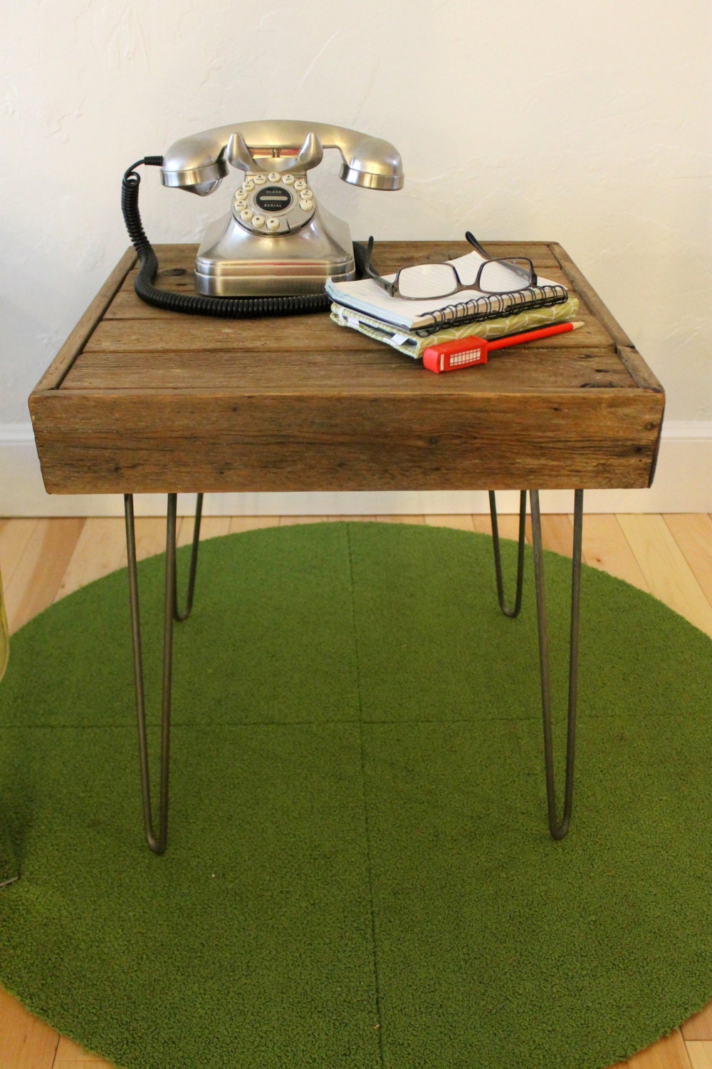 Reclaimed Wood Side/Sofa Table on Hairpin Legs The