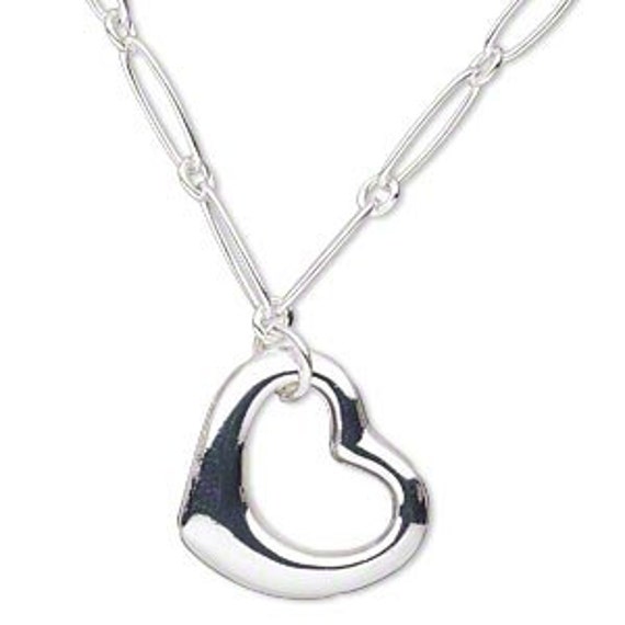 Silver Open Floating Heart Pendant Necklace on by BestBuyDesigns