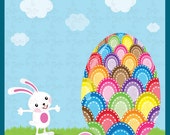 Easter Clip Art, Easter Bunny and Painted Eggs, colorful Easter eggs Ideal for Scrapbook, Cards, Invitations,Party,Paper Craft Ed010 Il_170x135