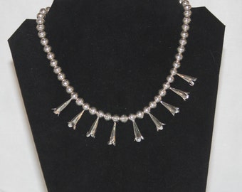 Beautiful Squash Blossom Necklace .Sterling Silver .925 Handmade FREE SHIPPING