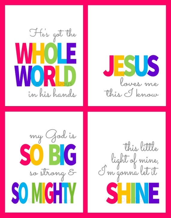 Sunday School Songs Nursery Print Kids Bible Songs