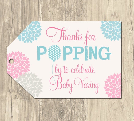 Ready to Pop Balloon Baby Shower Favor Tags by PartyPopInvites