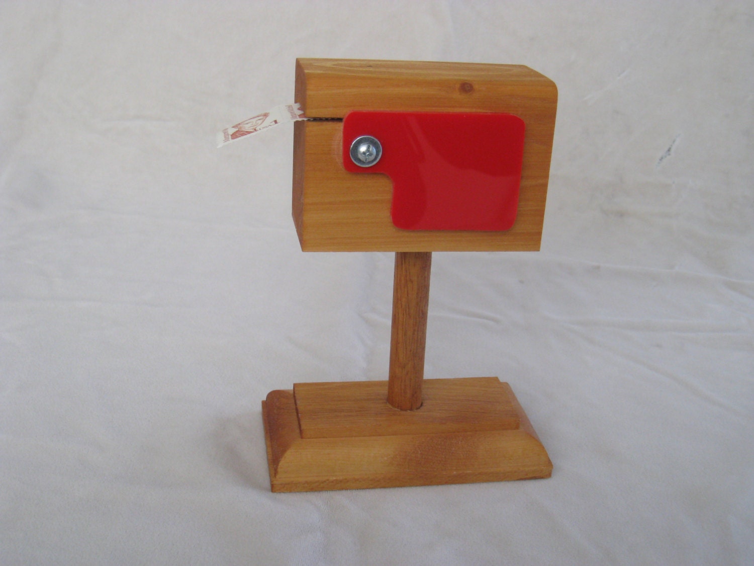 Fir Wood Mailbox Stamp Holder Mailbox Holds a Roll of Stamps