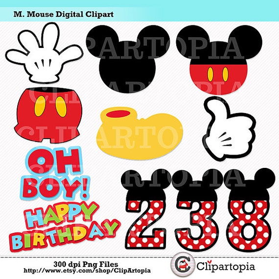 M. Mouse Digital Clipart / DIY Mickey Party for Personal and Commercial use / INSTANT Download Il_570xn