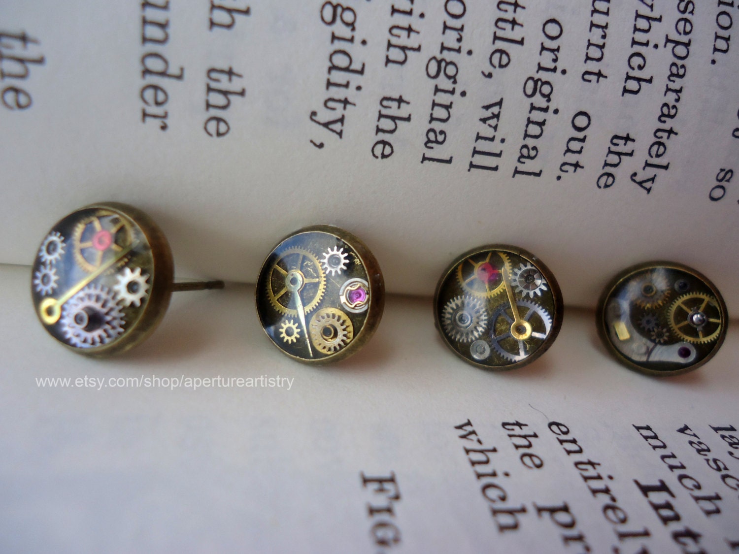 Clockwork Steampunk mini stud earrings. steampunk buy now online