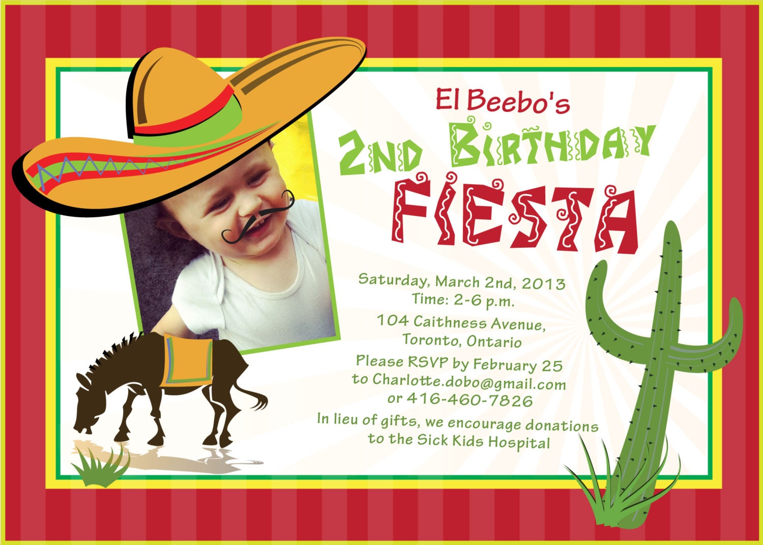 Printable Birthday Invitation Mexican Fiesta Birthday