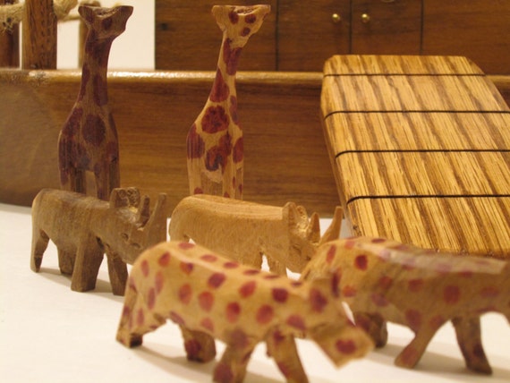 Vintage Hand Carved Noahs Ark