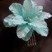 HLC - Shabby chic Ooak hair comb turquoise lily made of paper/fabrique petals and faus pearls