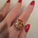 Beautiful Vintage Ooak Shabby Chic Beaded Amber and Wire Nest Ring - Adjustable Ring