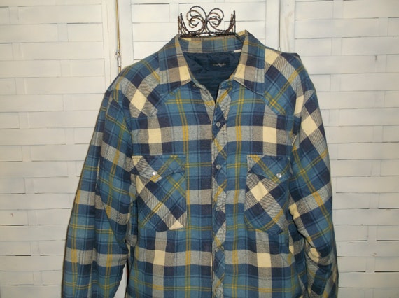 Wrangler Plaid Flannel Quilted Shirt Vintage by PrairiePosh108