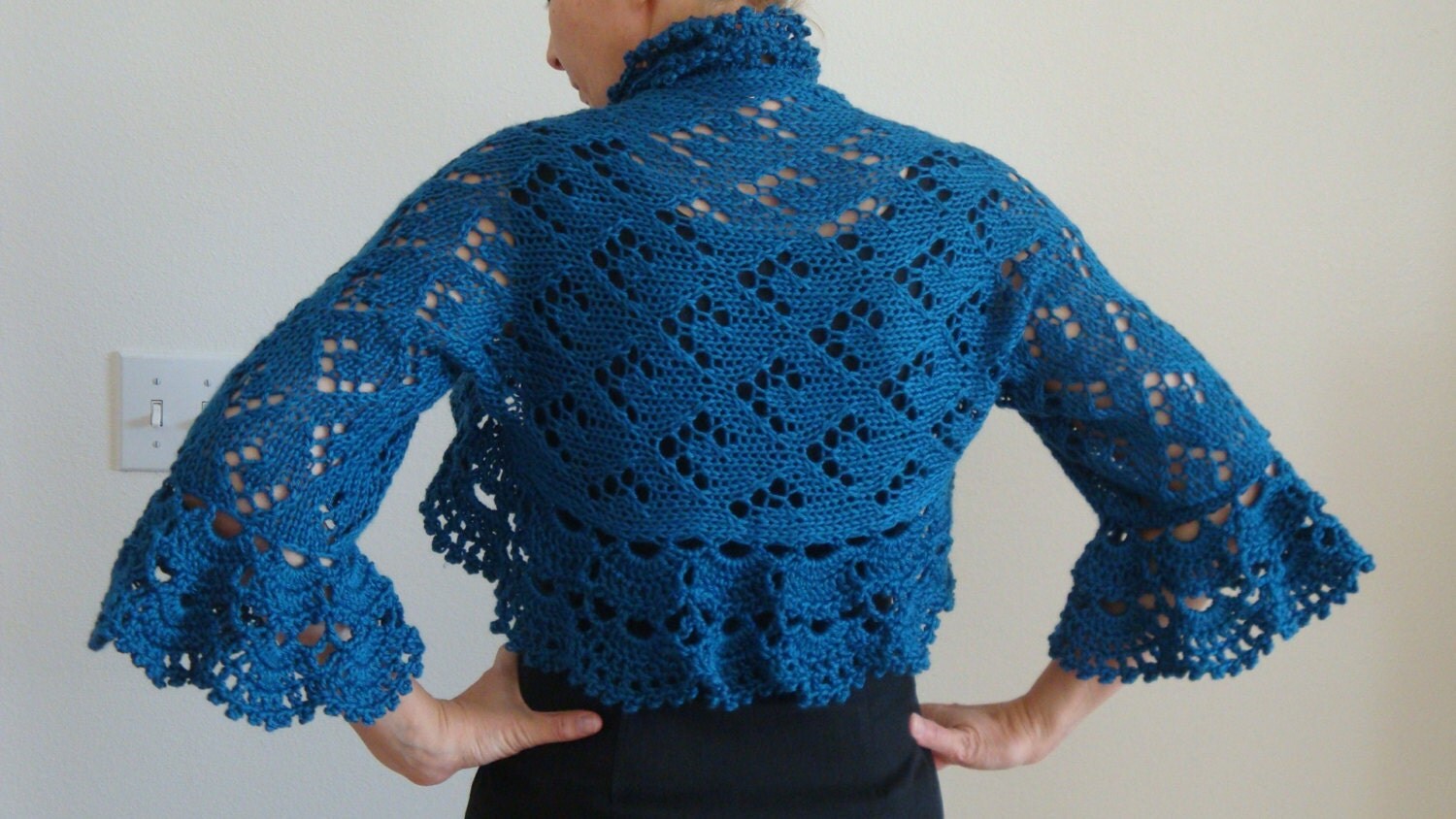 Knitted Jacket Lace Bolero / Jacket knit by FestiveCrafting