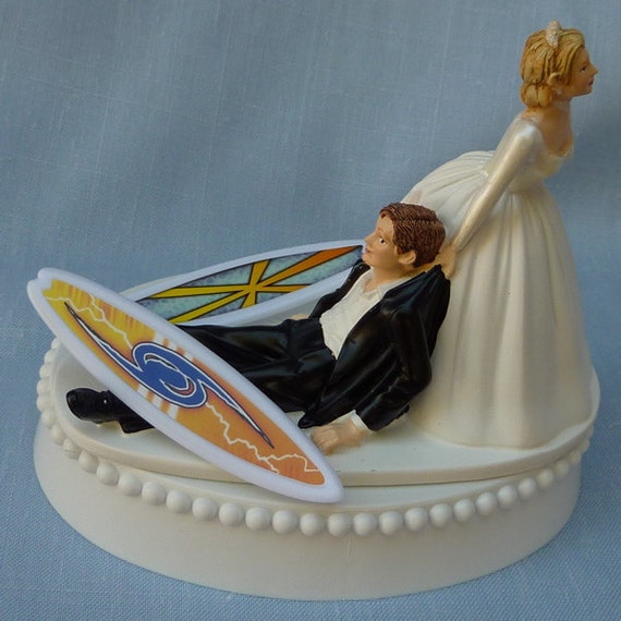Wedding Cake Topper Surfing Surfboard Surfer Groom Themed W